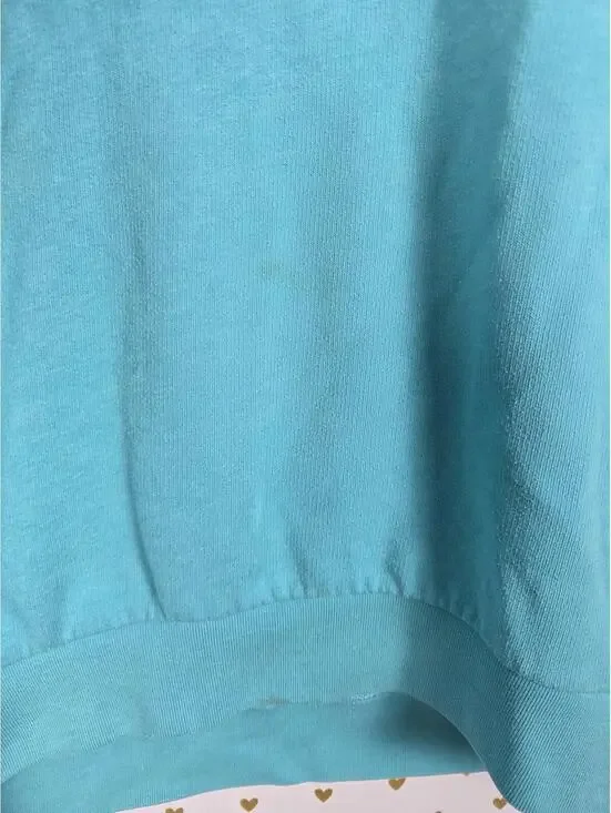 Victorias Secret Pink Logo Hooded Blue Sweater Shirt Pullover XS Oversized - Picture 2 of 5